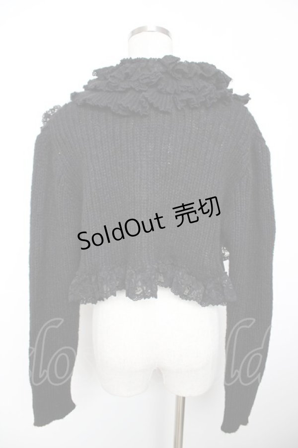 画像2: GRAMM / モチーフ付きニットボレロ  黒 Y-25-12-04-076-HN-TO-SZ-ZY (2)