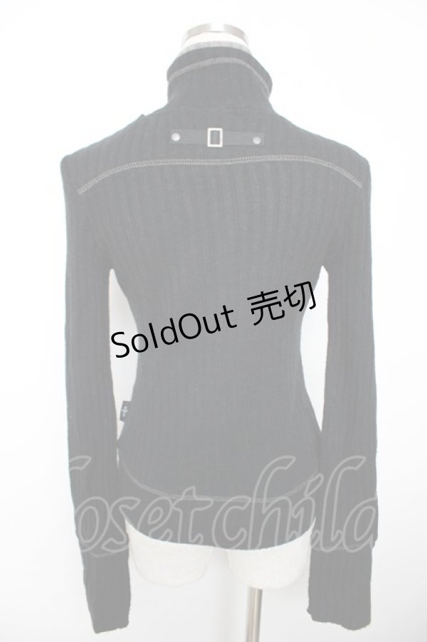 画像2: Ozz Croce / 髑髏刺繍ハイネックニットトップス  黒×グレー Y-25-12-04-077-OO-TO-SZ-ZY (2)