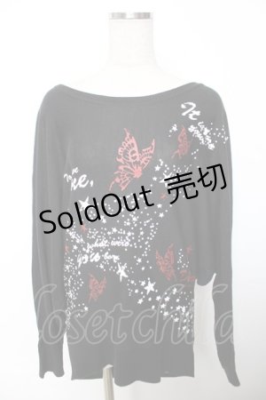 画像: Deorart / ラメ蝶プリントニット M 黒 Y-25-12-04-078-PU-TO-SZ-ZY