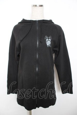 画像: ALGONQUINS / うさぎプリントのパーカー  黒 Y-25-12-04-079-AL-TO-SZ-ZY