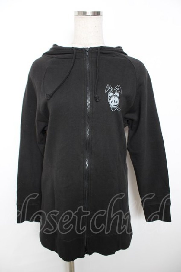 画像1: ALGONQUINS / うさぎプリントのパーカー  黒 Y-25-12-04-079-AL-TO-SZ-ZY (1)