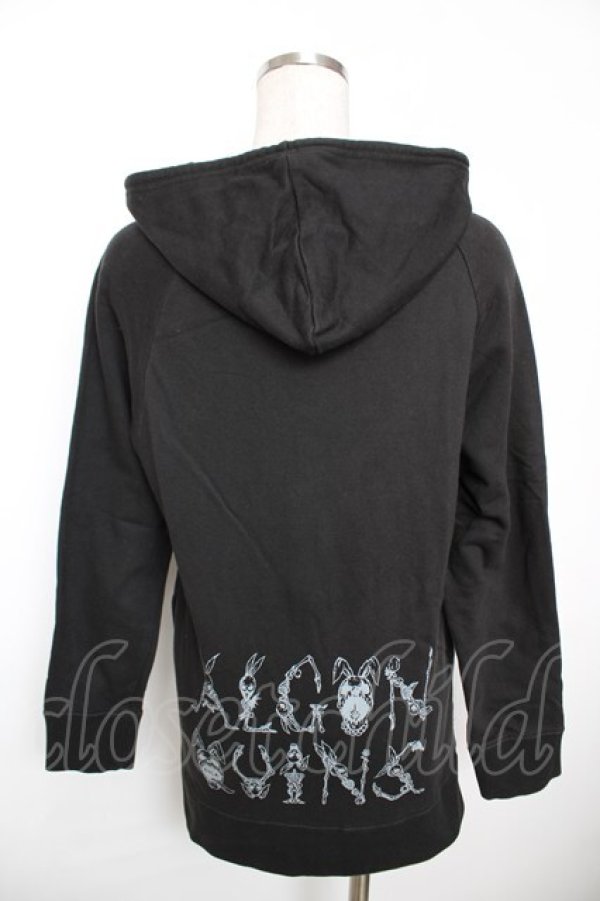 画像2: ALGONQUINS / うさぎプリントのパーカー  黒 Y-25-12-04-079-AL-TO-SZ-ZY (2)