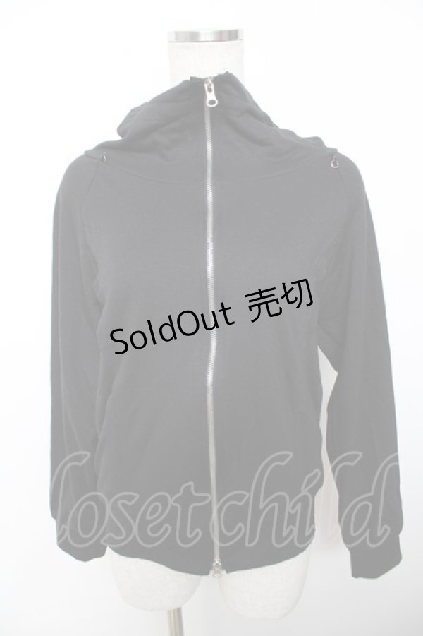 画像1: ALGONQUINS / メッシュ使いZIPハイネックパーカー F 黒 Y-25-12-04-081-AL-TO-SZ-ZI (1)