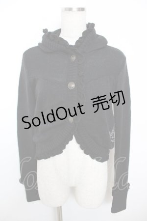 画像: FRILL / リボン刺繍フリルニットボレロ  黒 Y-25-12-04-082-HN-TO-SZ-ZY