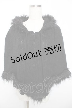 画像: PEACE NOW / ファーフード付ニットポンチョ M 黒 Y-25-12-04-083-PU-JA-SZ-ZS
