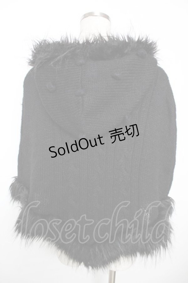 画像2: PEACE NOW / ファーフード付ニットポンチョ M 黒 Y-25-12-04-083-PU-JA-SZ-ZS (2)