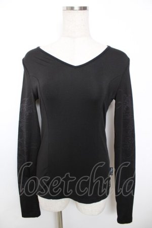 画像: Ozz Croce / 龍プリントVネックトップス  黒 Y-25-12-04-085-OO-TO-SZ-OS