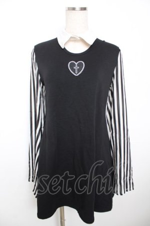 画像: HELL CAT PUNKS / ストライプ袖カットワンピース F 黒 Y-25-12-04-089-PU-OP-SZ-ZY