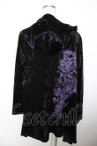 画像2: ALGONQUINS / ロゴptベロアネコミミ変形パーカー F 黒×紫 Y-25-12-04-090-AL-TO-SZ-ZS (2)
