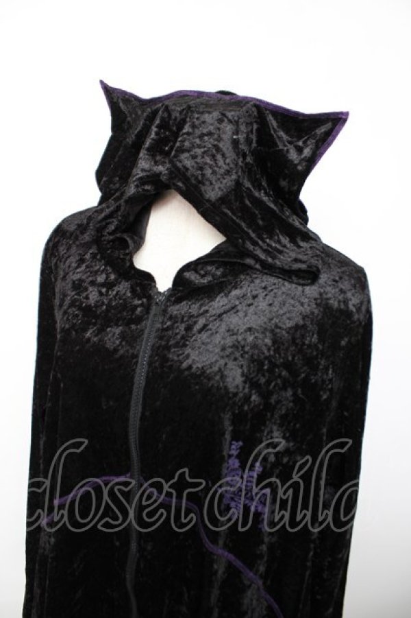 画像3: ALGONQUINS / ロゴptベロアネコミミ変形パーカー F 黒×紫 Y-25-12-04-090-AL-TO-SZ-ZS (3)