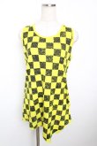 画像1: ALGONQUINS / 市松柄変形タンクトップ UX イエロー Y-25-12-04-091-AL-TO-SZ-ZT204 (1)