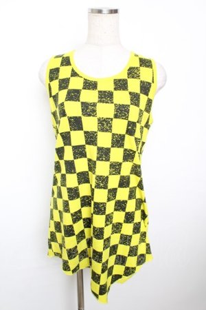 画像: ALGONQUINS / 市松柄変形タンクトップ UX イエロー Y-25-12-04-091-AL-TO-SZ-ZI