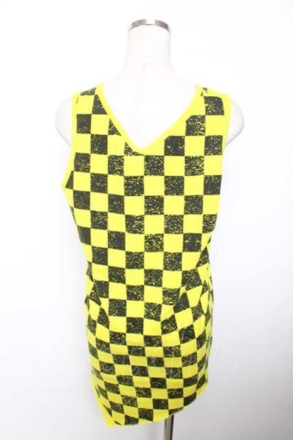 画像2: ALGONQUINS / 市松柄変形タンクトップ UX イエロー Y-25-12-04-091-AL-TO-SZ-ZT204 (2)