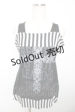 画像: GHOST of HARLEM / オフショルボーダー切替トップス F 黒 Y-25-12-04-092-GL-TO-SZ-ZY