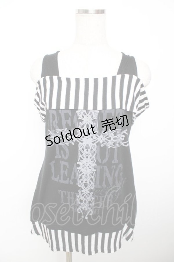 画像1: GHOST of HARLEM / オフショルボーダー切替トップス F 黒 Y-25-12-04-092-GL-TO-SZ-ZY (1)