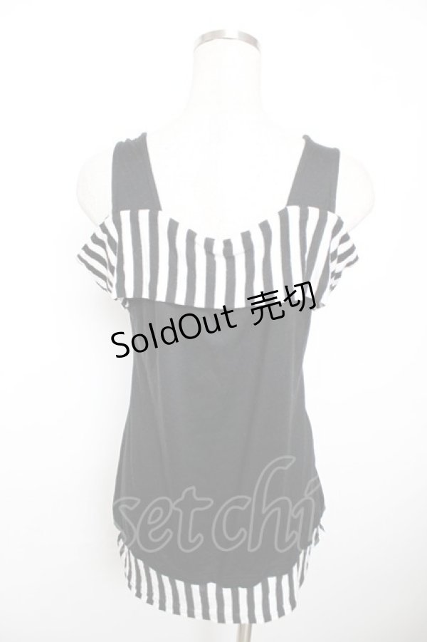 画像2: GHOST of HARLEM / オフショルボーダー切替トップス F 黒 Y-25-12-04-092-GL-TO-SZ-ZY (2)