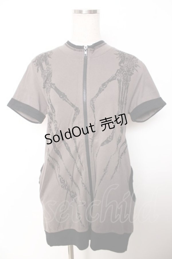 画像1: ALGONQUINS / 手骨pt半袖パーカー F ブラウン系 Y-25-12-04-094-AL-TO-SZ-ZY (1)