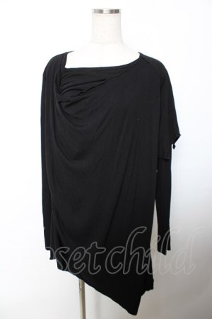 画像: ALGONQUINS / ウィングptドレープレイヤードトップス ユニセックス 黒 Y-25-12-04-095-AL-TO-SZ-ZY