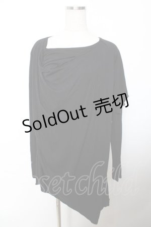 画像: ALGONQUINS / ウィングptドレープレイヤードトップス ユニセックス 黒 Y-25-12-04-095-AL-TO-SZ-ZY