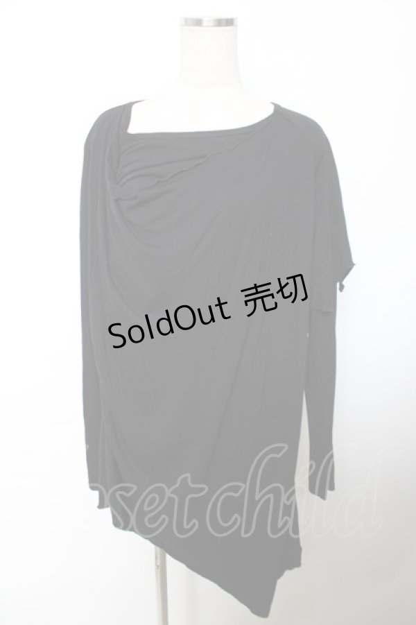 画像1: ALGONQUINS / ウィングptドレープレイヤードトップス ユニセックス 黒 Y-25-12-04-095-AL-TO-SZ-ZY (1)