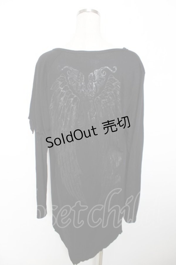 画像2: ALGONQUINS / ウィングptドレープレイヤードトップス ユニセックス 黒 Y-25-12-04-095-AL-TO-SZ-ZY (2)