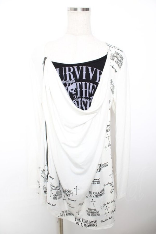 画像1: GHOST of HARLEM / クロスptアシメドレープトップス F 白×黒 Y-25-12-04-098-GL-TO-SZ-ZY (1)