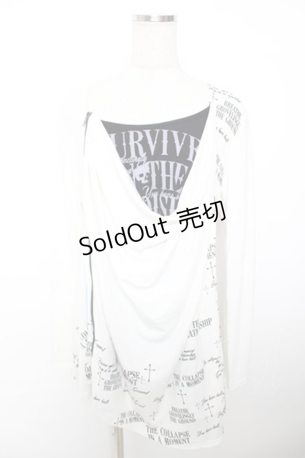 画像1: GHOST of HARLEM / クロスptアシメドレープトップス F 白×黒 Y-25-12-04-098-GL-TO-SZ-ZY (1)