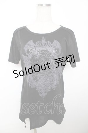 画像: ALGONQUINS / ゴシックプリントカットソー F 黒 Y-25-12-04-110-AL-TO-SZ-ZY