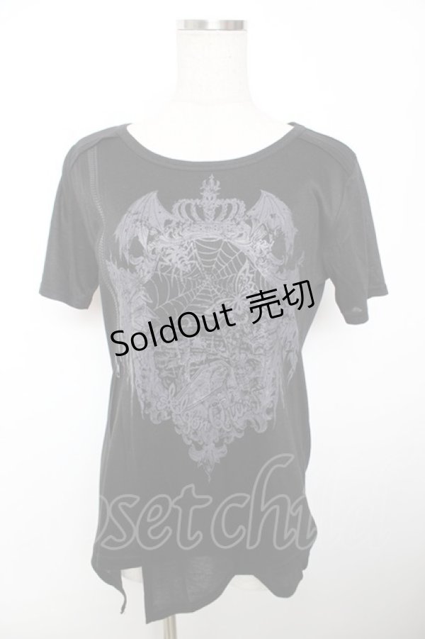 画像1: ALGONQUINS / ゴシックプリントカットソー F 黒 Y-25-12-04-110-AL-TO-SZ-ZY (1)