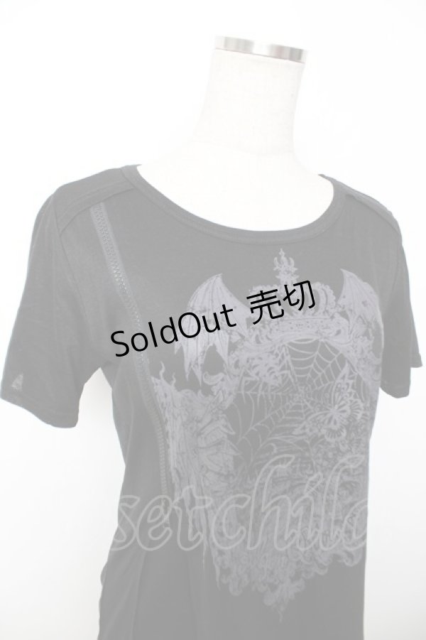 画像3: ALGONQUINS / ゴシックプリントカットソー F 黒 Y-25-12-04-110-AL-TO-SZ-ZY (3)