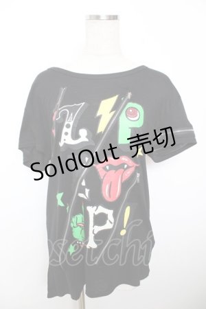 画像: LISTEN FLAVOR / ZIPデザインTシャツ  黒 Y-25-12-04-111-PU-TO-SZ-ZY