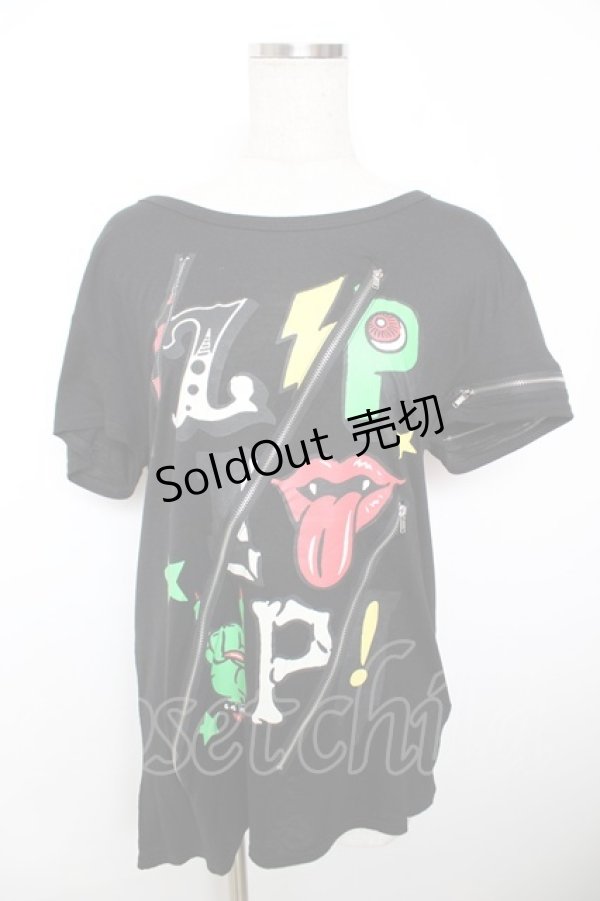 画像1: LISTEN FLAVOR / ZIPデザインTシャツ  黒 Y-25-12-04-111-PU-TO-SZ-ZY (1)