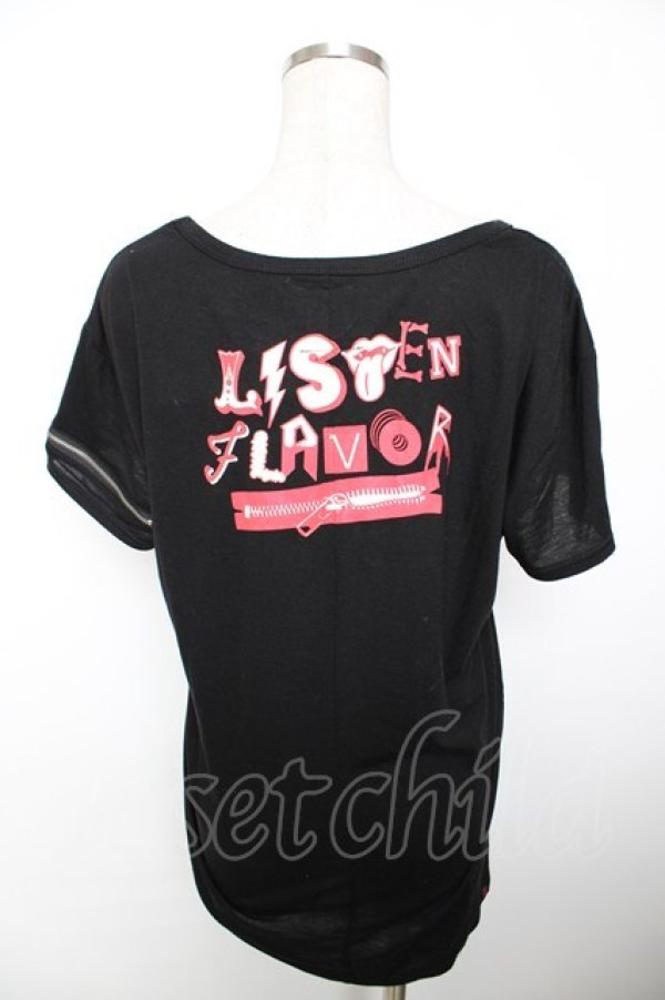 画像2: LISTEN FLAVOR / ZIPデザインTシャツ  黒 Y-25-12-04-111-PU-TO-SZ-ZY (2)