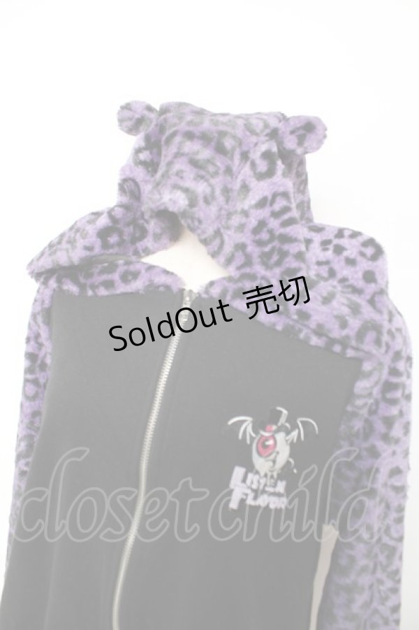 画像3: LISTEN FLAVOR / 耳付きヒョウ柄ファーパーカー M 黒×紫 Y-25-12-04-114-PU-TO-SZ-ZY (3)