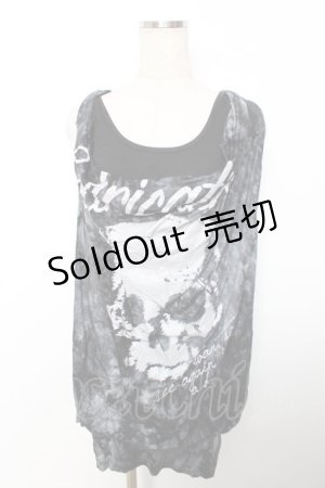 画像: GHOST of HARLEM / ラメptタイダイ柄ドレープノースリーブトップス F 黒×グレー Y-25-12-04-115-GL-TO-SZ-ZI
