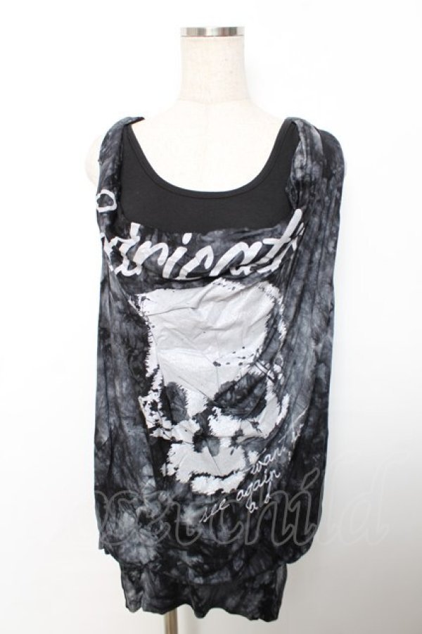画像1: GHOST of HARLEM / ラメptタイダイ柄ドレープノースリーブトップス F 黒×グレー Y-25-12-04-115-GL-TO-SZ-ZY (1)