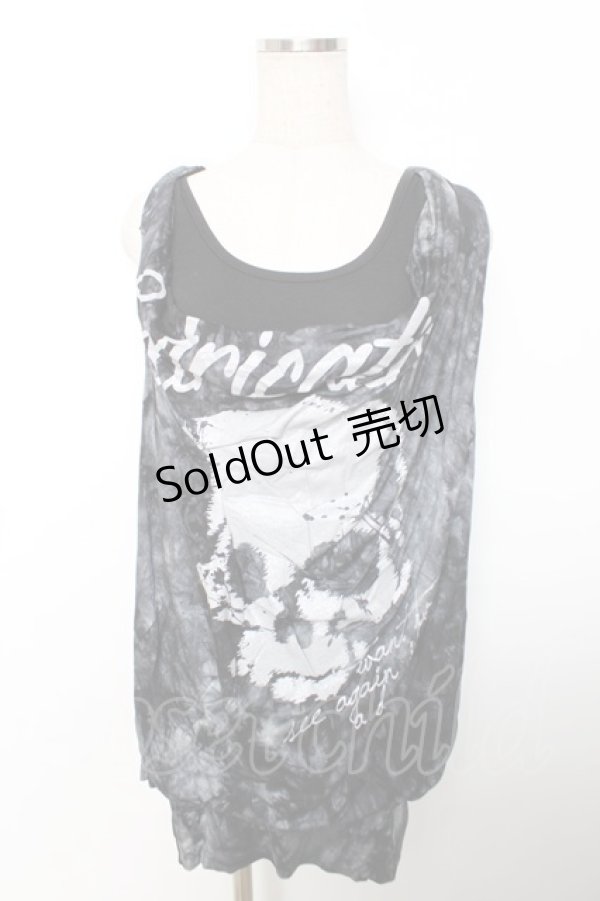 画像1: GHOST of HARLEM / ラメptタイダイ柄ドレープノースリーブトップス F 黒×グレー Y-25-12-04-115-GL-TO-SZ-ZI (1)