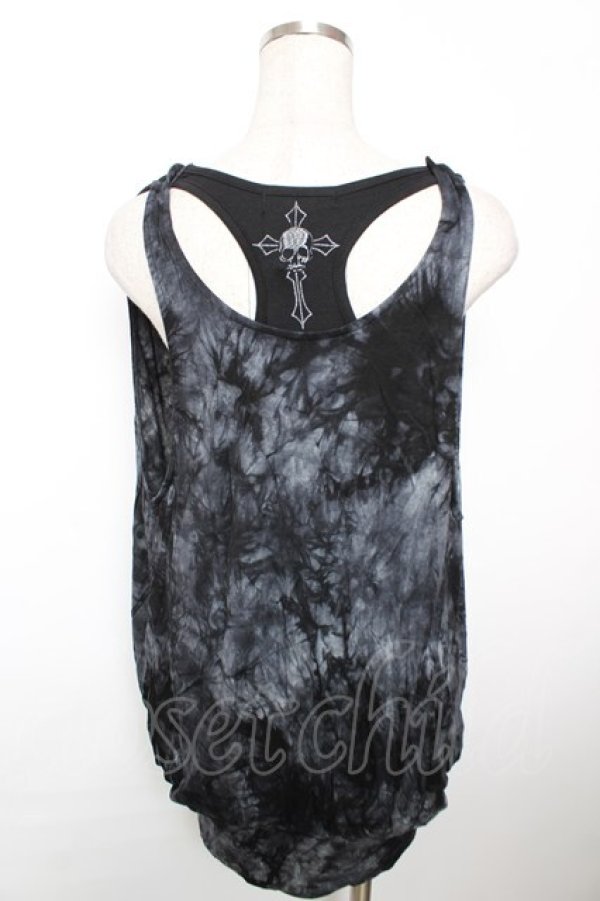 画像2: GHOST of HARLEM / ラメptタイダイ柄ドレープノースリーブトップス F 黒×グレー Y-25-12-04-115-GL-TO-SZ-ZY (2)