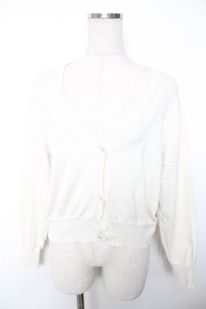 画像: F&A / ガラス風クリアフラワー釦UVカットニットカーディガン F 生成り Y-25-12-04-120-LO-TO-SZ-ZY