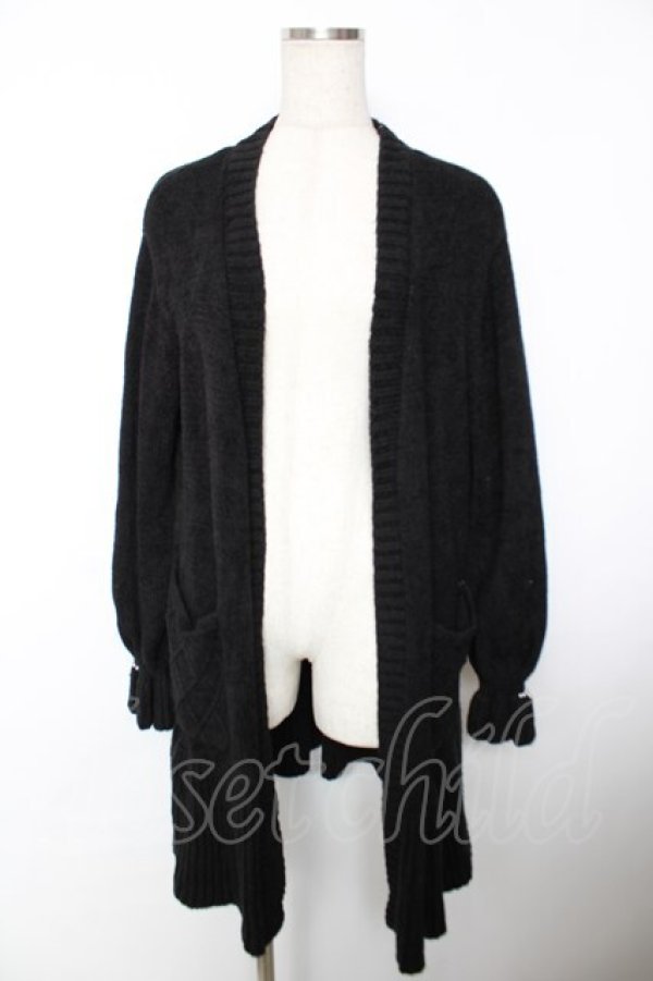 画像1: axes femme / フリルロングカーデ M 黒 Y-25-12-04-121-AX-TO-SZ-ZY (1)