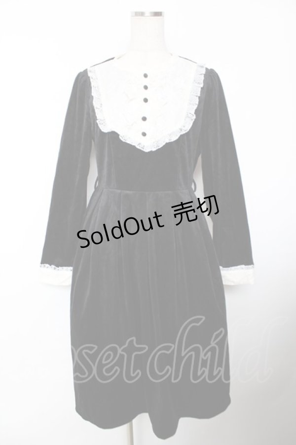 画像1: axes femme / ヨーク切替ベロアワンピース F 黒 Y-25-12-04-125-AX-OP-SZ-ZY (1)