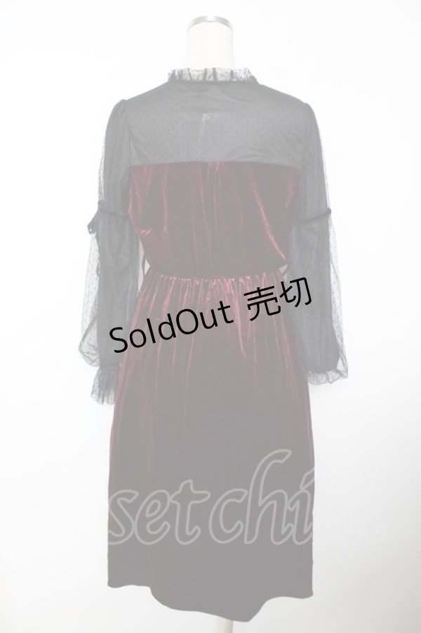 画像2: axes femme / クラッシックベロアワンピース M ワイン Y-25-12-04-127-AX-OP-SZ-ZI (2)