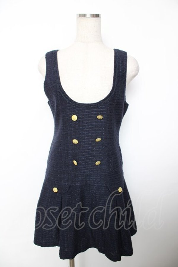 画像1: LODISPOTTO / ツイードジャンパースカート M 紺 Y-25-12-04-129-LO-OP-SZ-ZY (1)