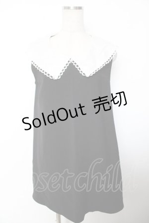 画像: An MILLE / 襟レースノースリーブワンピース  黒 Y-25-12-04-131-EL-OP-SZ-ZI