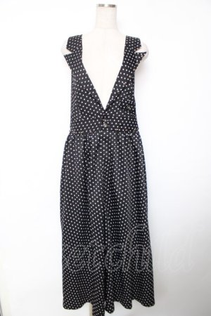 画像: ALGONQUINS / ドット柄サロペット F 黒 Y-25-12-04-132-AL-OP-SZ-ZY