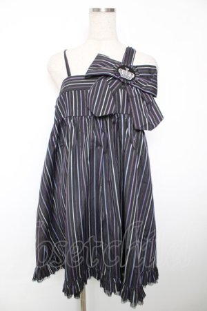 画像: PUTUMAYO / ストライプジャンパースカート  黒×紫 Y-25-12-04-133-PT-OP-SZ-ZY