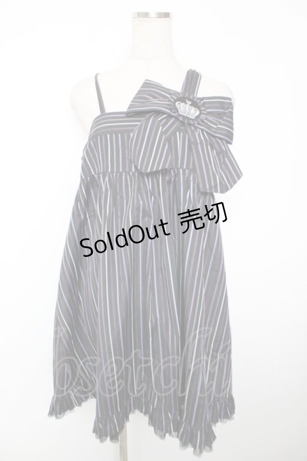 画像1: PUTUMAYO / ストライプジャンパースカート  黒×紫 Y-25-12-04-133-PT-OP-SZ-ZS (1)