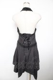 画像2: ALGONQUINS / ストライプ衿ホルタージャンパースカート M 黒 Y-25-12-04-134-AL-OP-SZ-ZI (2)