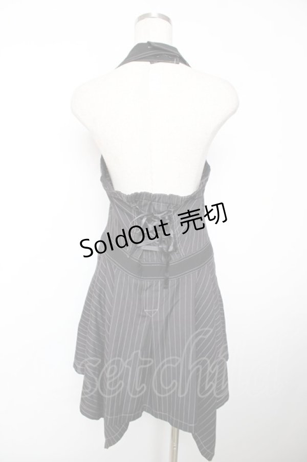 画像2: ALGONQUINS / ストライプ衿ホルタージャンパースカート M 黒 Y-25-12-04-134-AL-OP-SZ-ZI (2)