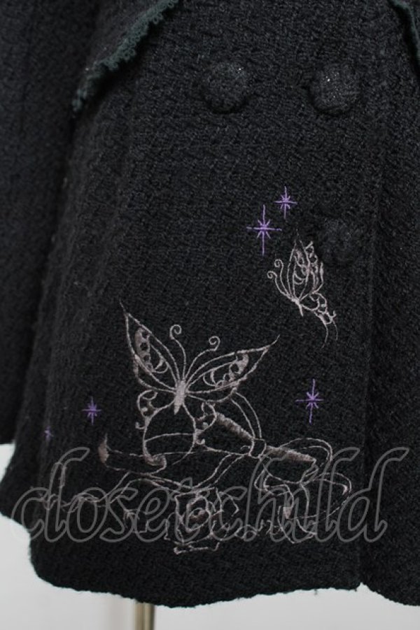 画像3: h.Jelly HONEY / リボン×蝶ファーフードコート  黒 Y-25-12-04-135-HN-CO-SZ-ZY (3)